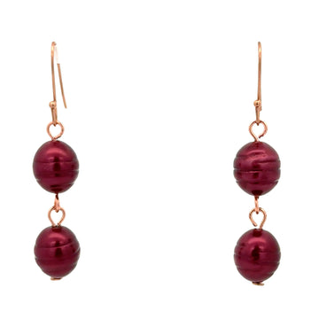 Earrings - Shell Pearl -  Burgundy Maria Nicola