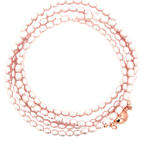 Long Strand Necklace - Shell Pearl -  PINK