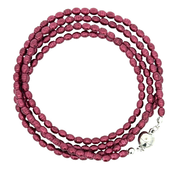Long Strand Necklace - Shell Pearl -  Burgundy Maria Nicola