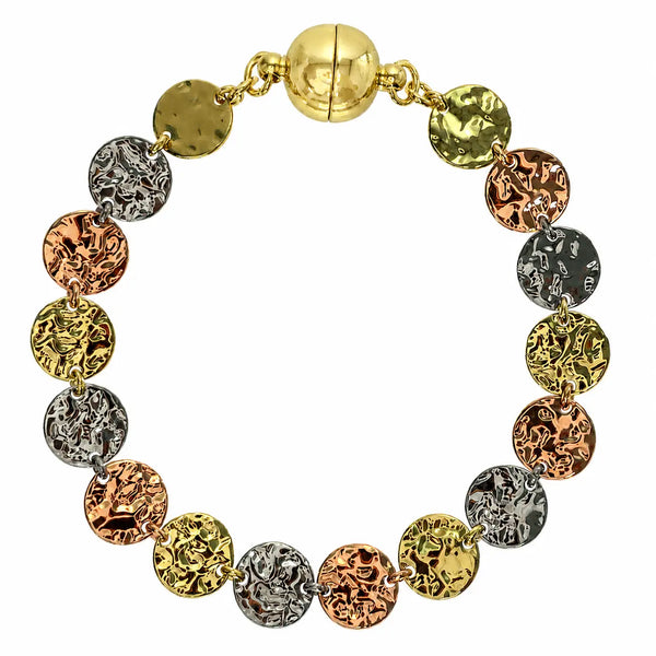 Bracelet Link - 18cm - BEATEN DISC - TRI-COLOURED RYAN
