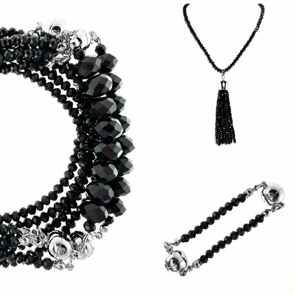 10 Way BUNDLE - Black Crystal (Includes 10 Way Necklace, Tassel & Mini Connectors) Seriously Romantic