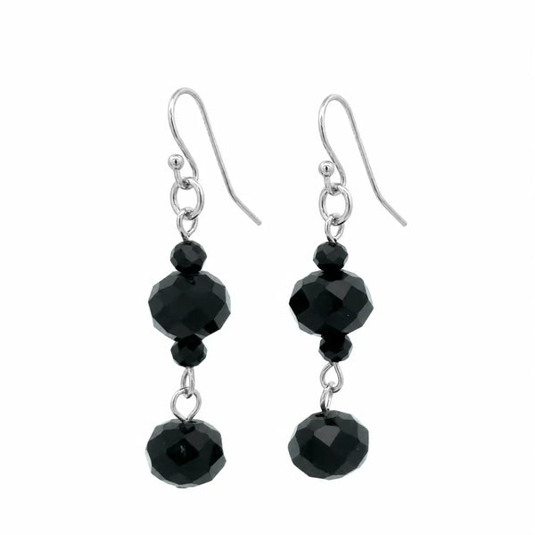 Long Earrings - Black Crystal Maria Nicola