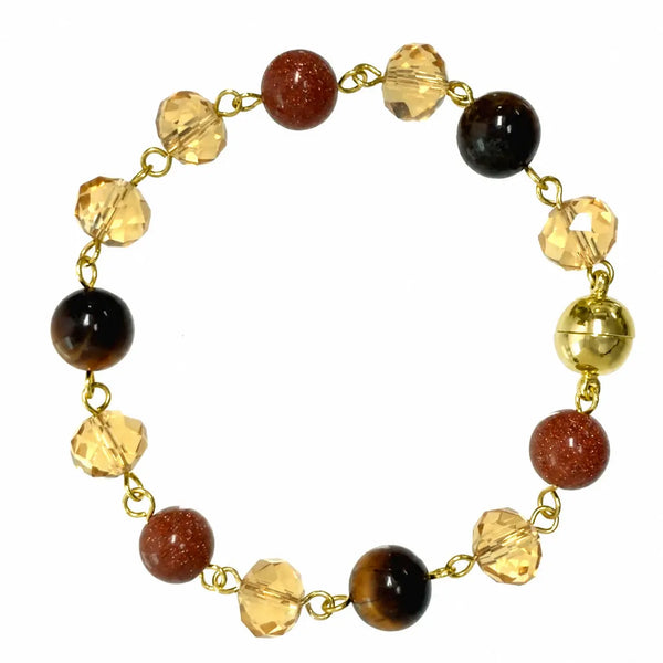 Bracelet Link - Golden Crystal & Brown Stones Seriously Romantic