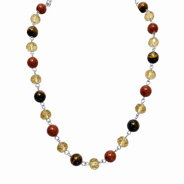 Link Necklace - Golden Crystal & Brown Stones Seriously Romantic