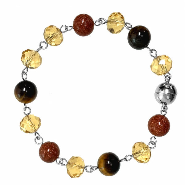 Bracelet Link - Golden Crystal & Brown Stones Seriously Romantic