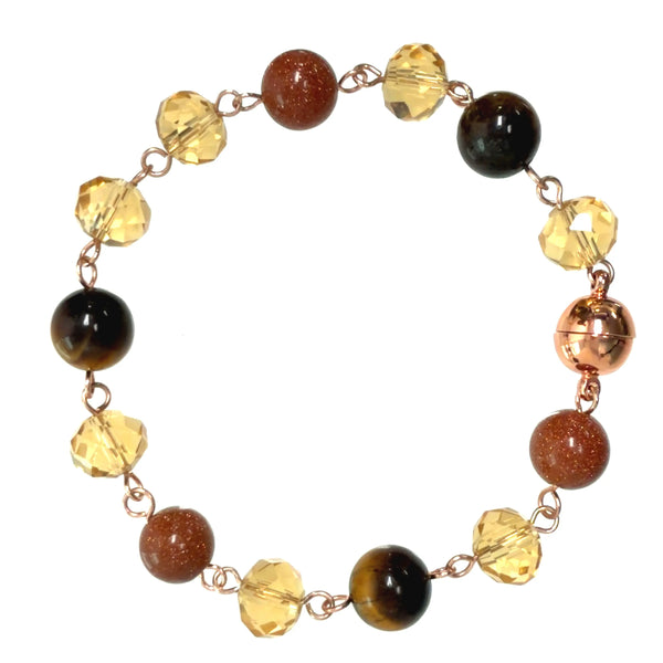 Bracelet Link - Golden Crystal & Brown Stones Seriously Romantic