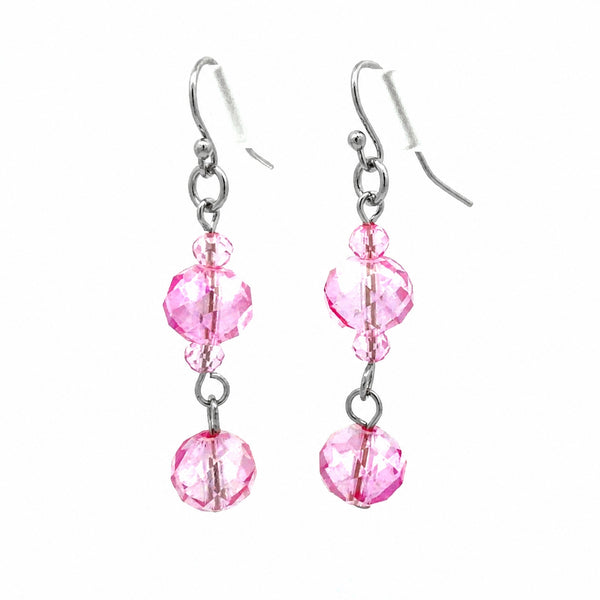 Long Earrings - Candy Pink Crystal