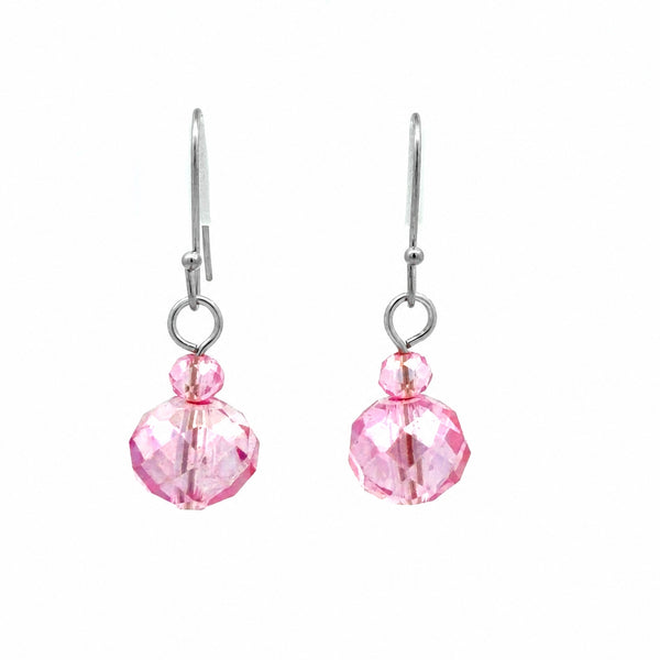 Short Earrings - Candy Pink Crystal