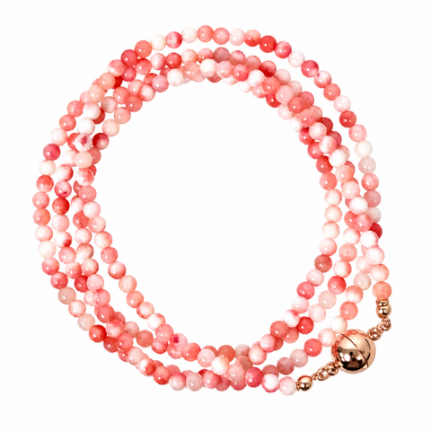Long Strand Necklace - Pink Agate