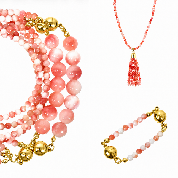 10 Way Bundle  - Pink Agate (Includes 10 Way Necklace, Tassel & Mini Connectors) Seriously Romantic