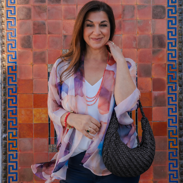 WOVEN LEATHER HANDBAG - CRESCENT - BLACK ORAN Leather