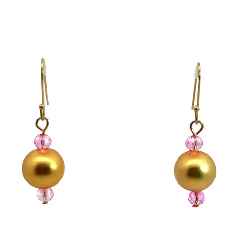 Earrings - Satin Metal with candy pink accents