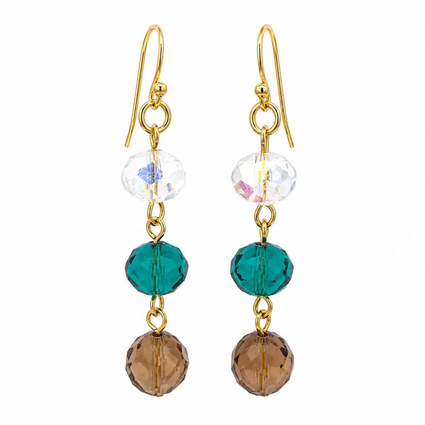 SET 1- 25% OFF! SHORELINE SWIRL SHEER SQUARE KIMONO + SMOKEY QUARTZ LONG STRAND + BESPOKE SMOKEY QUARTZ/TEAL/AB CRYSTAL LINK CONNECTOR + MATCHING LONG CRYSTAL EARRINGS FLASH SALE