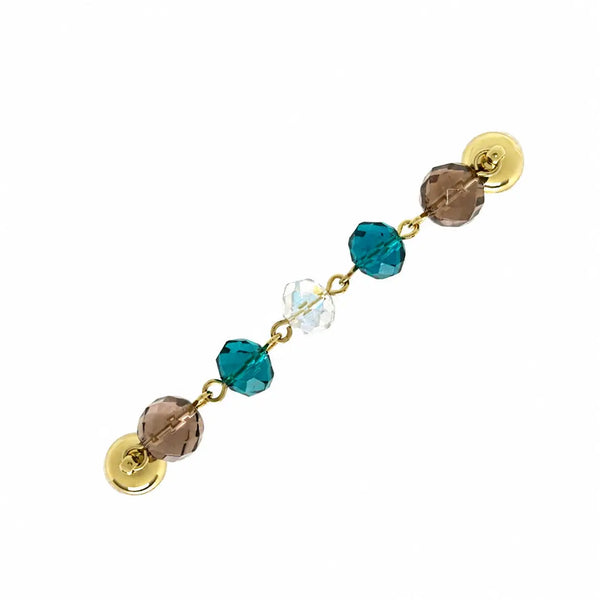 SET 1- 25% OFF! SHORELINE SWIRL SHEER SQUARE KIMONO + SMOKEY QUARTZ LONG STRAND + BESPOKE SMOKEY QUARTZ/TEAL/AB CRYSTAL LINK CONNECTOR + MATCHING LONG CRYSTAL EARRINGS FLASH SALE