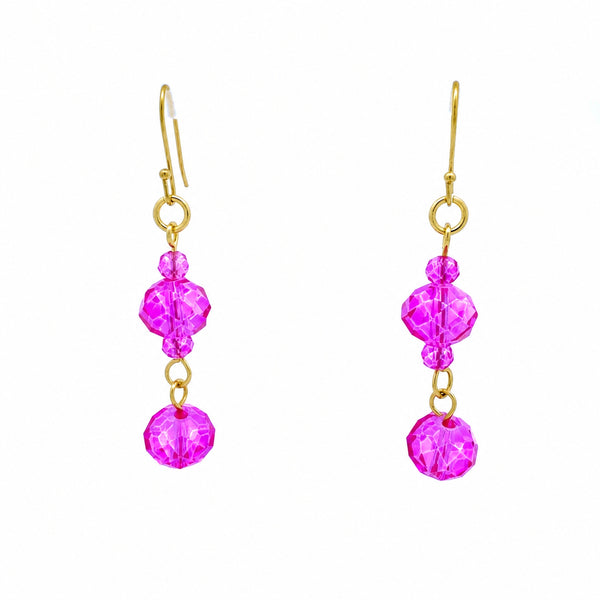 Long Earrings - FUCHSIA Crystal