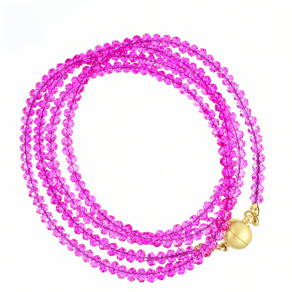 Long Strand Necklace - FUCHSIA Crystal