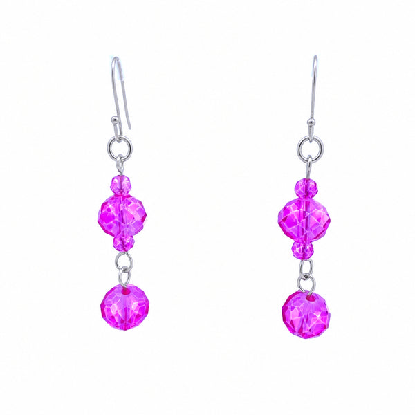 Long Earrings - FUCHSIA Crystal