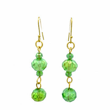 Long Earrings - Green AB Crystal