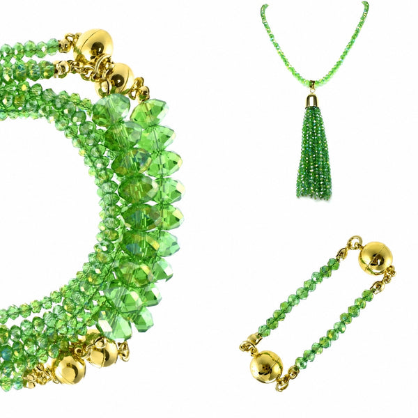 10 Way BUNDLE  - Green AB Crystal (Includes 10 Way Necklace, Tassel & Mini Connectors)