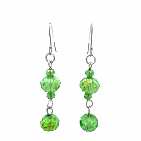 Long Earrings - Green AB Crystal