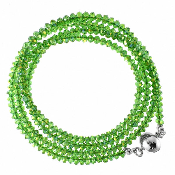 Long Strand Necklace - Green AB