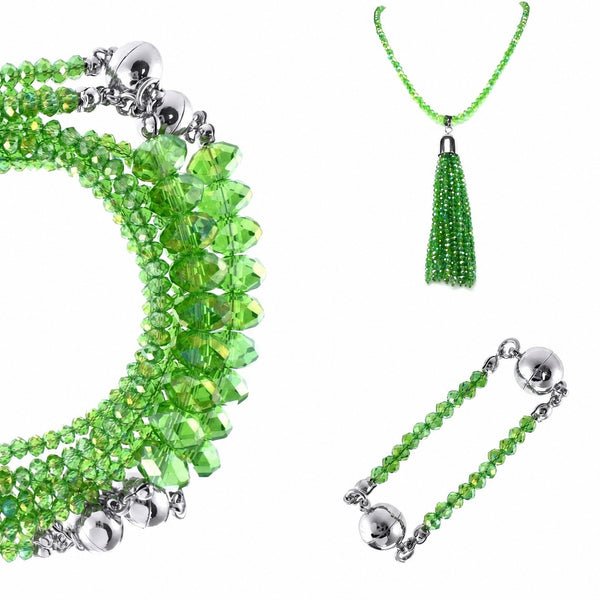 10 Way BUNDLE  - Green AB Crystal (Includes 10 Way Necklace, Tassel & Mini Connectors)