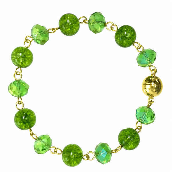LONGER Link Bracelet  - Cracked Peridot and Green AB Seriously Romantic