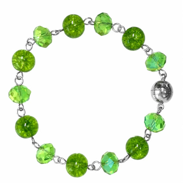 LONGER Link Bracelet  - Cracked Peridot and Green AB Seriously Romantic