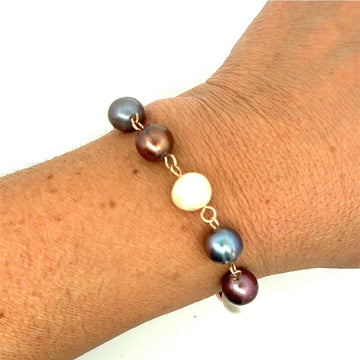 Bracelet Link - Cream / Chocolate / Charcoal pearls