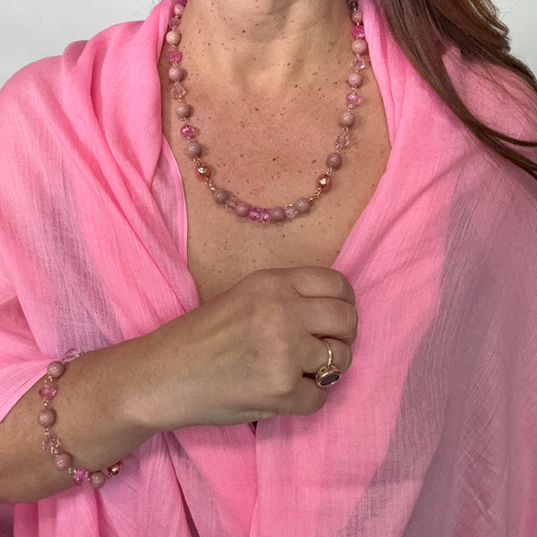 SET 7-20% OFF! PERFECTLY PINK BAMBOO SCARF +BESPOKE  SHADES OF PINK LINK SET FLASH SALE