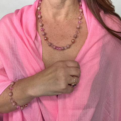 SET 7-20% OFF! PERFECTLY PINK BAMBOO SCARF +BESPOKE  SHADES OF PINK LINK SET