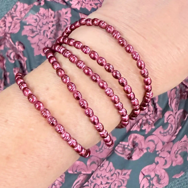 Long Strand Necklace - Shell Pearl -  Burgundy Maria Nicola