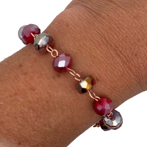 Bracelet Link - PLUM and Raspberry Crystal