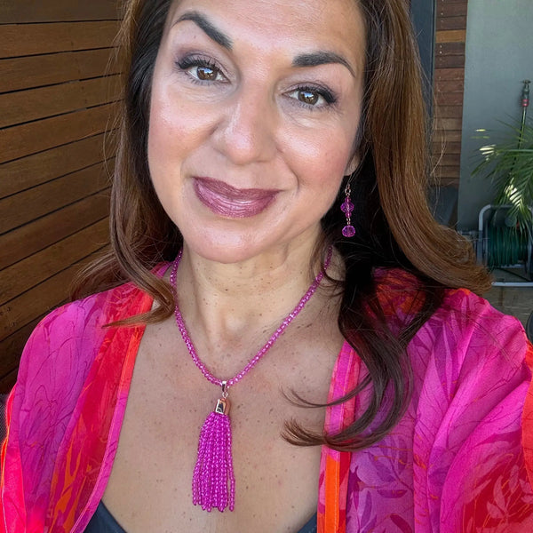Long Earrings - FUCHSIA Crystal Maria Nicola