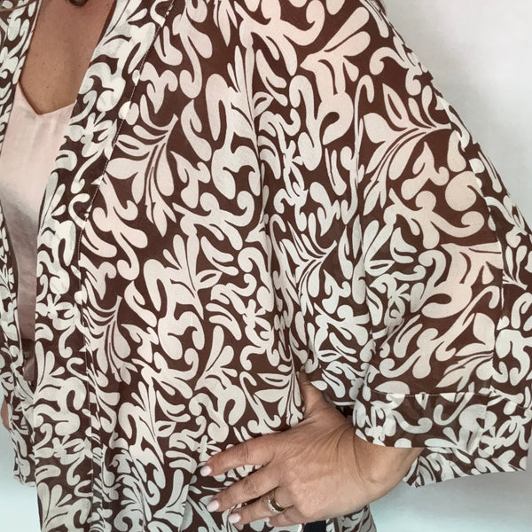 Set 1 - Coffee and Cream Kimono + White Link Necklace + Metallic Mocha Pendant FLASH SALE