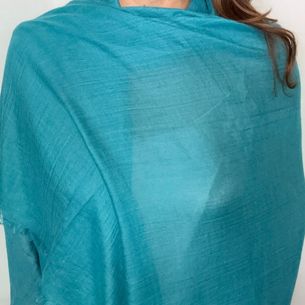 Set 8 - AB Tassel + Chrysalini Hoop Earrings with Teal Bamboo Scarf FLASH SALE