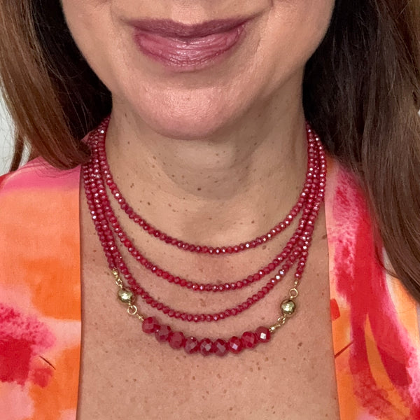 10 Way Bundle  - Raspberry Crystal (Includes 10 Way Necklace, Tassel & Mini Connectors) Seriously Romantic