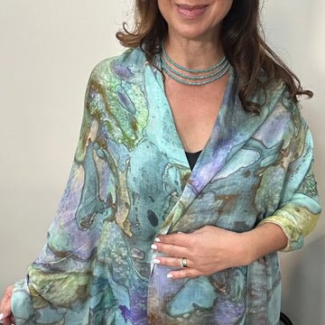 Scarf - Modal Silk - Pastel Watercolours Namaskar