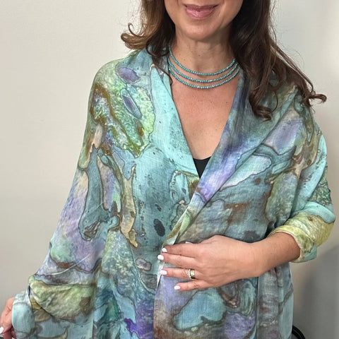 Scarf - Modal Silk - Pastel Watercolours
