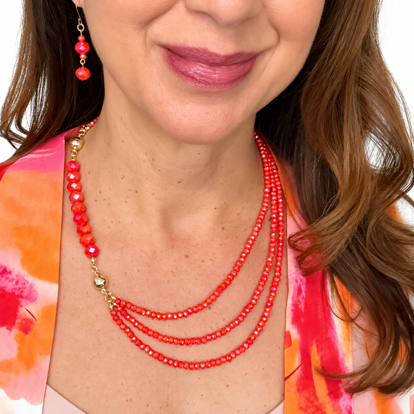 10 Way Necklace - Tangerine Crystal Seriously Romantic