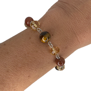 LONGER Bracelet Link - golden crystal & brown stones Seriously Romantic