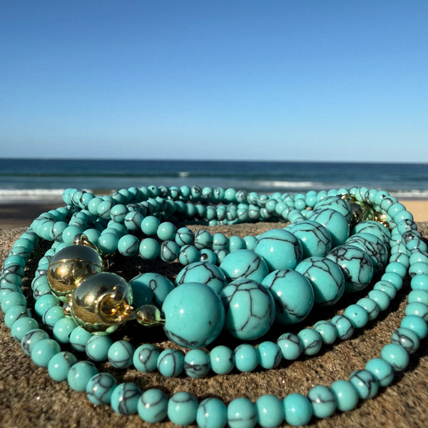 10 Way BUNDLE  - TURQUOISE HOWLITE (Includes 10 Way Necklace, Tassel & Mini Connectors)