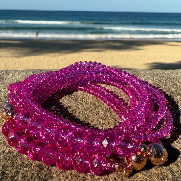 10 Way Necklace - FUCHSIA Crystal