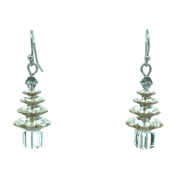Earrings - Small Christmas Tree - Classic Silver Crystal - ON SALE 20% OFF!