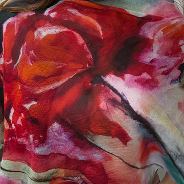 Scarf - Fine Wool - Vibrant Flowers - FINAL SALE 30% off!
