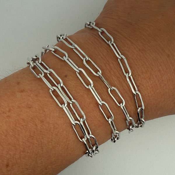 Long Strand Necklace - Paperclip - Silver