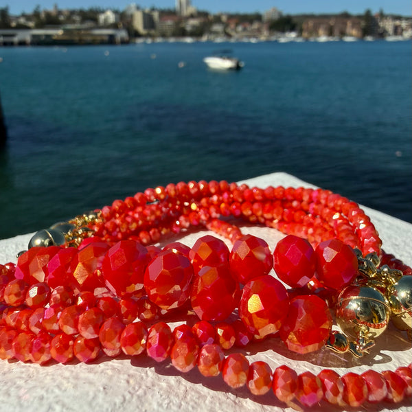 10 Way BUNDLE  - TANGERINE Crystal (10 Way Necklace + Tassel + Mini Connectors)