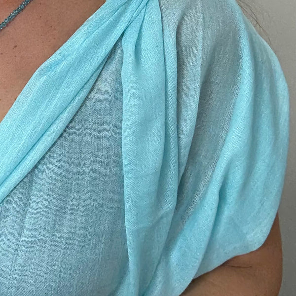 SET 7- 20%OFF! - SKY BLUE BAMBOO SCARF+ SKY BLUE LONG STRAND + STARRY NIGHT PENDANT & MATCHING EARRINGS