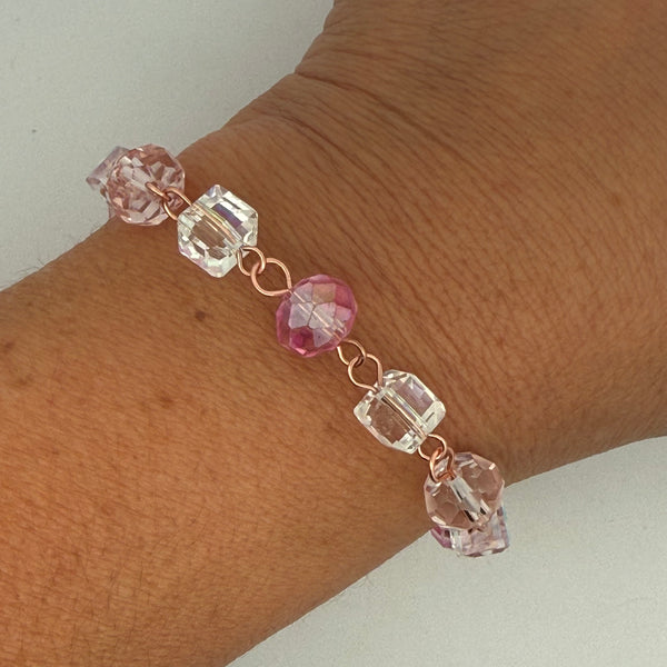 SET 7- 20% OFF! SOFT PINK BAMBOO SCARF+ CANDY PINK/AB/SOFT PINK CRYSTAL LINK NECKLACE & MATCHING BRACELET