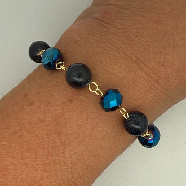 LONGER Bracelet Link - NEW Sapphire (with blue goldstone and Sodalite)